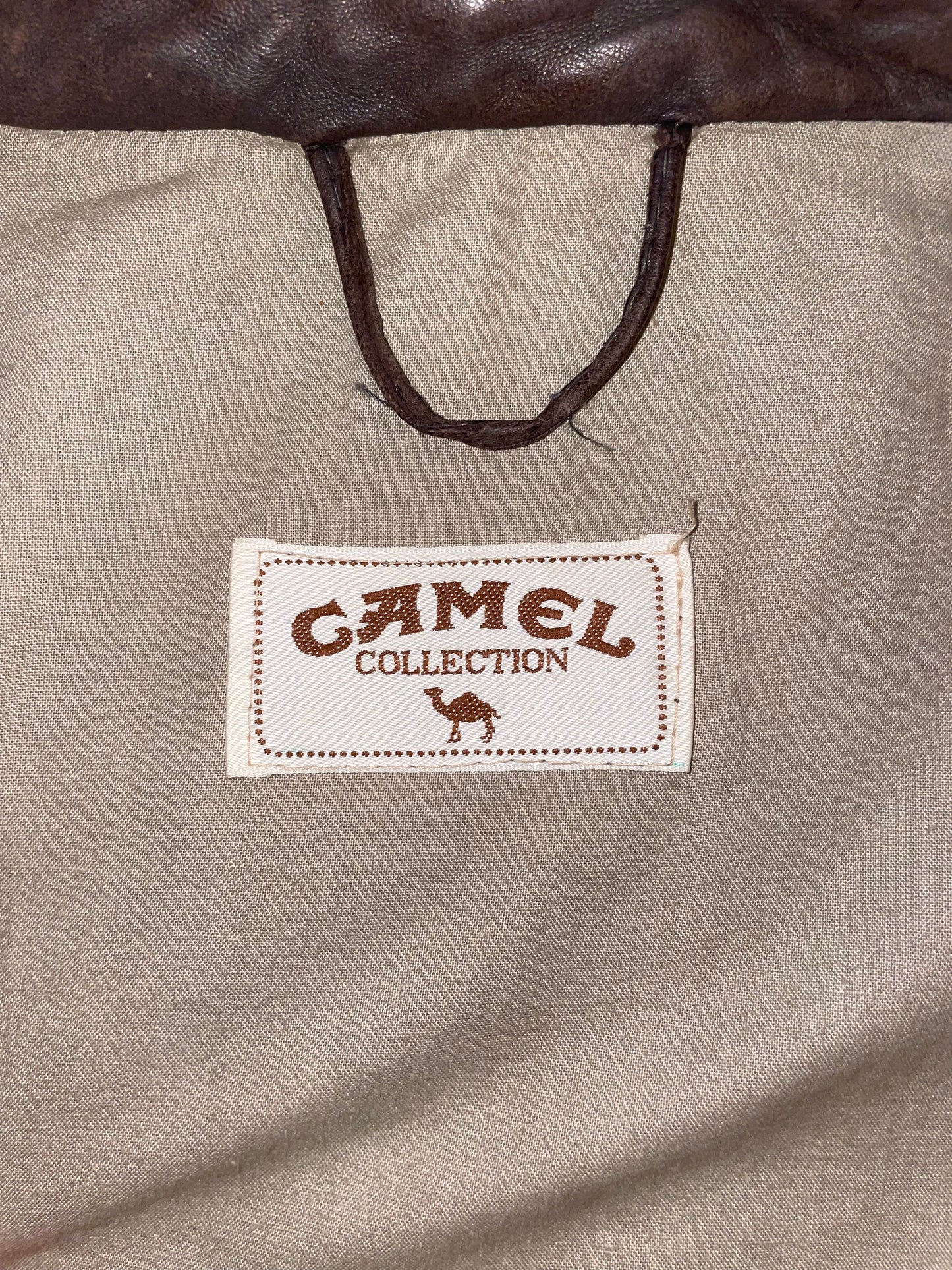 Camel Lederjacker Biker Stil-1980er Vintage-XL
