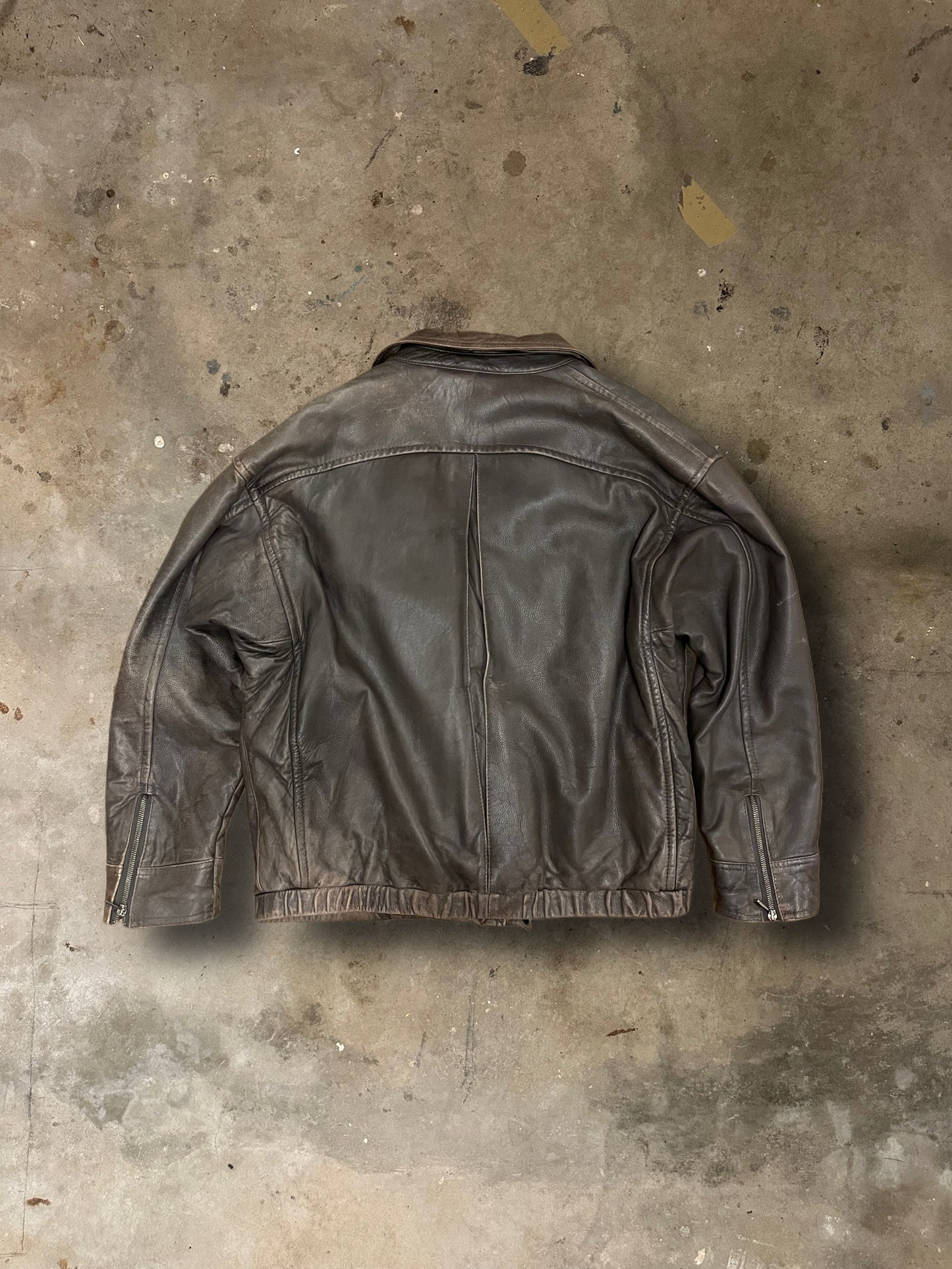 Camel Lederjacker Biker Stil-1980er Vintage-XL